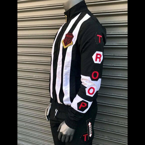 Men's Troop Black White Windbreaker Casual Tracksuit - Picture 5 of 6